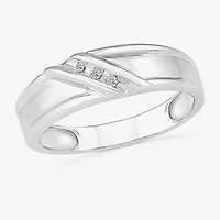 4.60mm Unisex Adult 1/10 CT. T.W. Natural White Diamond 10K White Gold Round Side Stone Wedding Ring Set