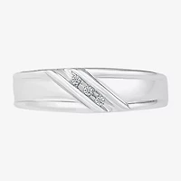 4.60mm Unisex Adult 1/10 CT. T.W. Natural White Diamond 10K White Gold Round Side Stone Wedding Ring Set