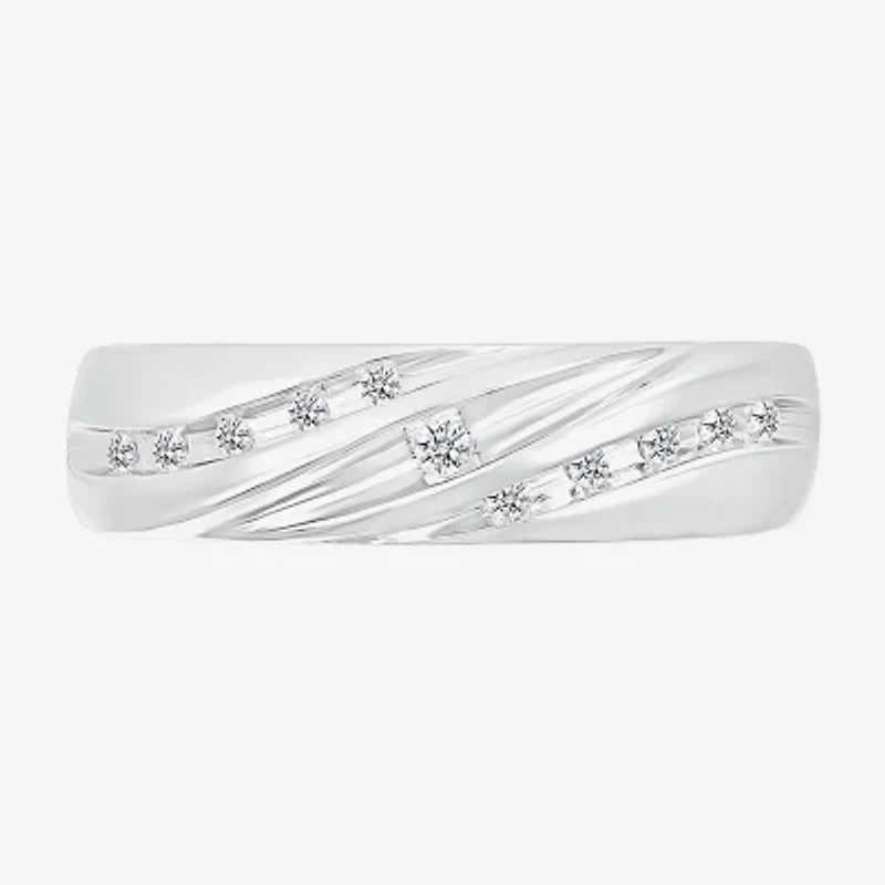 4.25mm Unisex Adult 1/2 CT. T.W. Natural White Diamond 10K White Gold Round Side Stone Wedding Ring Set