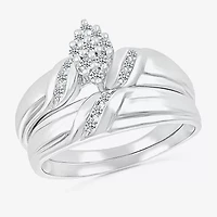 4.00mm Unisex Adult 1/3 CT. T.W. Natural White Diamond 10K White Gold Marquise Wedding Ring Set
