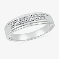 5.00mm Unisex Adult 1 CT. T.W. Natural White Diamond 10K White Gold Round Side Stone Wedding Ring Set