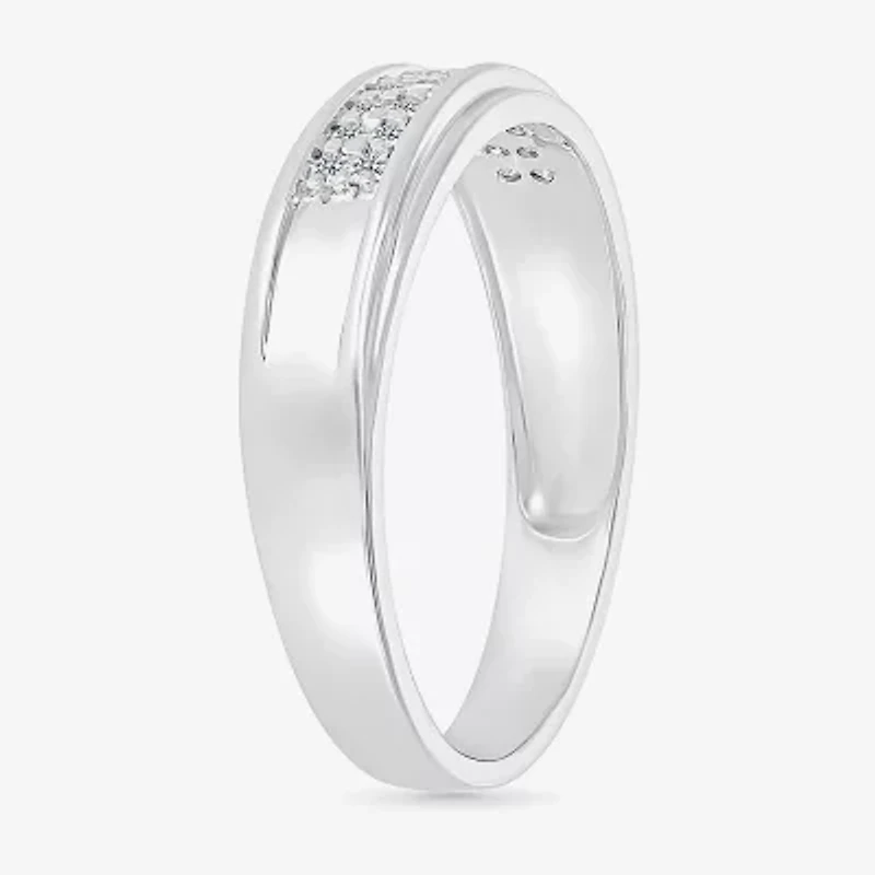 5.00mm Unisex Adult 1 CT. T.W. Natural White Diamond 10K White Gold Round Side Stone Wedding Ring Set