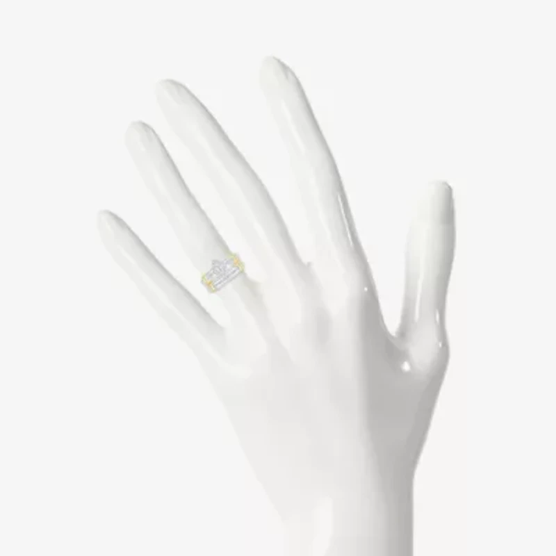 5.10mm Unisex Adult 1/4 CT. T.W. Natural White Diamond 10K Two Tone Gold Marquise Halo Side Stone Ring Set