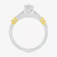 5.10mm Unisex Adult 1/4 CT. T.W. Natural White Diamond 10K Two Tone Gold Marquise Halo Side Stone Ring Set