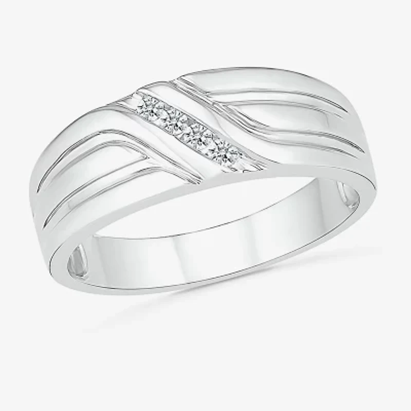 4.00mm Unisex Adult 1/3 CT. T.W. Natural White Diamond 10K White Gold Round Wedding Ring Set