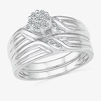 4.00mm Unisex Adult 1/3 CT. T.W. Natural White Diamond 10K White Gold Round Wedding Ring Set