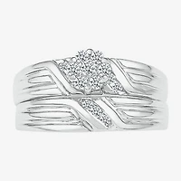 4.00mm Unisex Adult 1/3 CT. T.W. Natural White Diamond 10K White Gold Round Wedding Ring Set