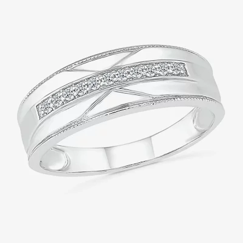 6.00mm Unisex Adult 1/2 CT. T.W. Natural White Diamond 10K White Gold Round Halo Side Stone Ring Set