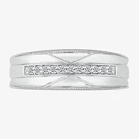 6.00mm Unisex Adult 1/2 CT. T.W. Natural White Diamond 10K White Gold Round Halo Side Stone Ring Set