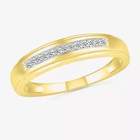 3.60mm Unisex Adult 1/5 CT. Natural White Diamond 10K Gold Round Side Stone Wedding Ring Set