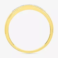3.60mm Unisex Adult 1/5 CT. Natural White Diamond 10K Gold Round Side Stone Wedding Ring Set