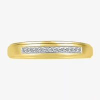 3.60mm Unisex Adult 1/5 CT. Natural White Diamond 10K Gold Round Side Stone Wedding Ring Set