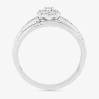 4.45mm Unisex Adult 1/4 CT. T.W. Natural White Diamond 10K White Gold Round Halo Side Stone Ring Set
