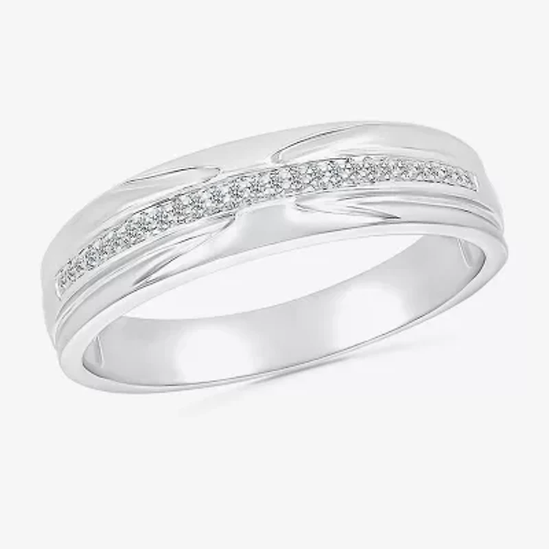 5.50mm Unisex Adult 1/4 CT. T.W. Natural White Diamond 10K White Gold Round Side Stone Wedding Ring Set