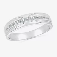 5.50mm Unisex Adult 1/4 CT. T.W. Natural White Diamond 10K White Gold Round Side Stone Wedding Ring Set