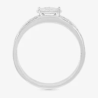 5.50mm Unisex Adult 1/4 CT. T.W. Natural White Diamond 10K White Gold Round Side Stone Wedding Ring Set