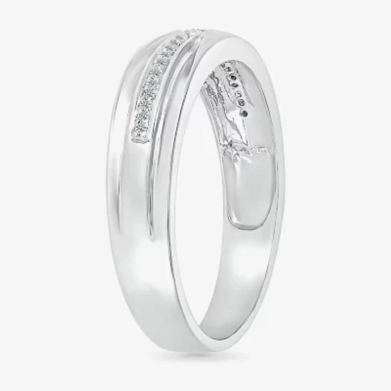 5.50mm Unisex Adult 1/4 CT. T.W. Natural White Diamond 10K White Gold Round Side Stone Wedding Ring Set