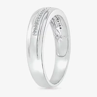 5.50mm Unisex Adult 1/4 CT. T.W. Natural White Diamond 10K White Gold Round Side Stone Wedding Ring Set