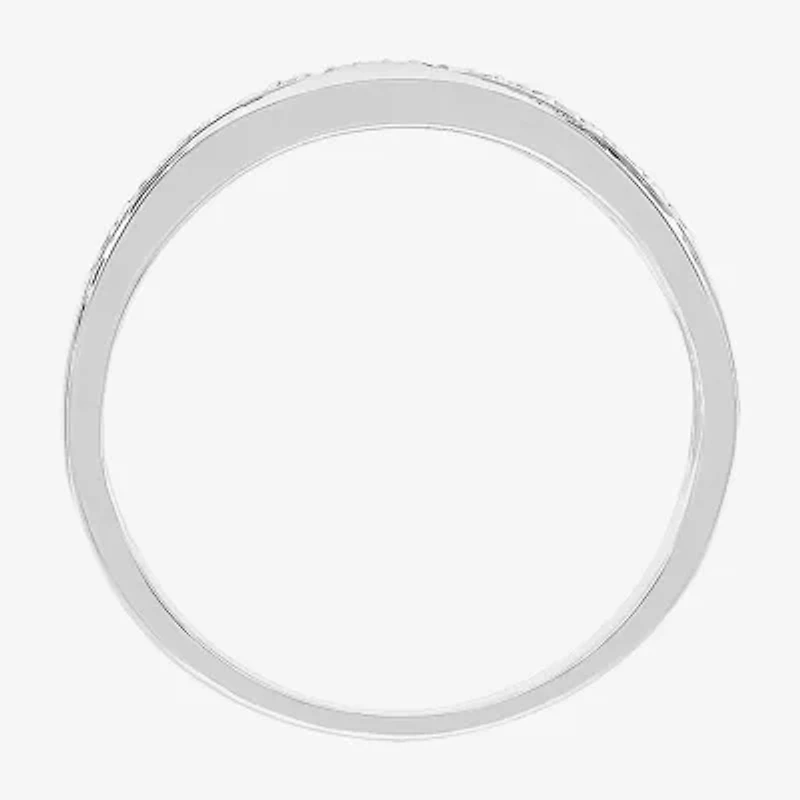 5.50mm Unisex Adult 1/4 CT. T.W. Natural White Diamond 10K White Gold Round Side Stone Wedding Ring Set