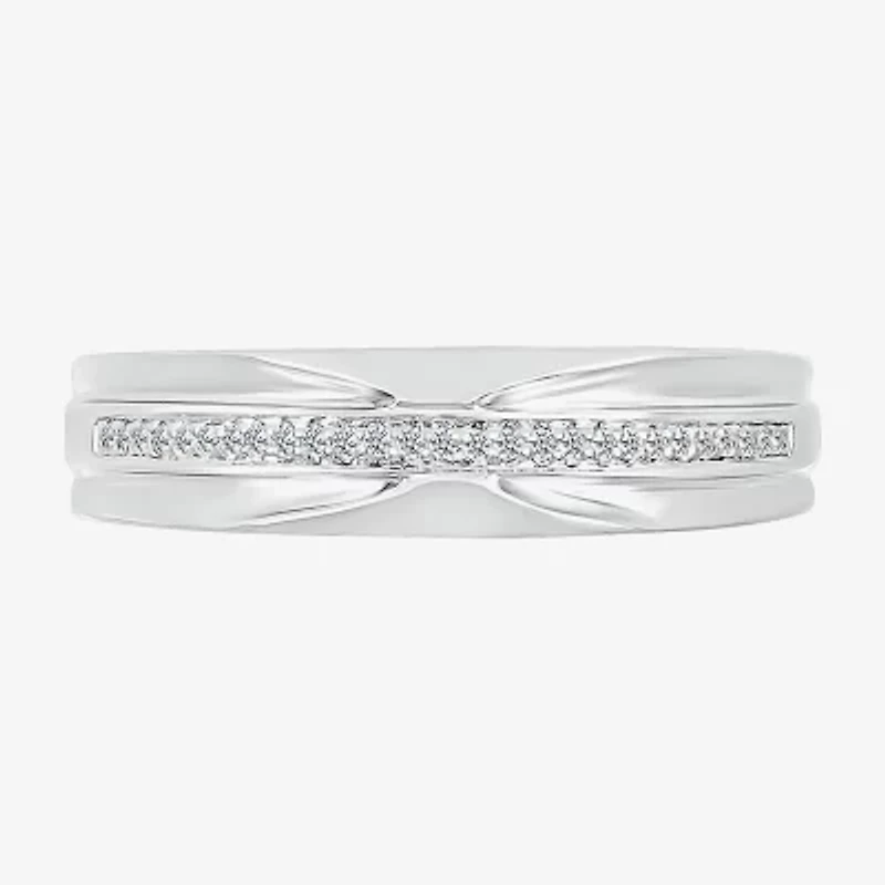 5.50mm Unisex Adult 1/4 CT. T.W. Natural White Diamond 10K White Gold Round Side Stone Wedding Ring Set