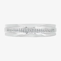 5.50mm Unisex Adult 1/4 CT. T.W. Natural White Diamond 10K White Gold Round Side Stone Wedding Ring Set