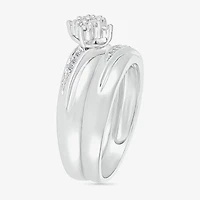 4.65mm Unisex Adult 1/4 CT. T.W. Natural White Diamond 10K White Gold Marquise Side Stone Wedding Ring Set