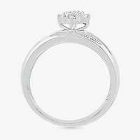 4.65mm Unisex Adult 1/4 CT. T.W. Natural White Diamond 10K White Gold Marquise Side Stone Wedding Ring Set