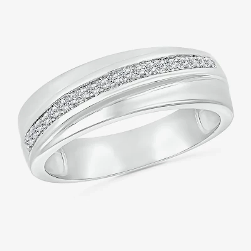 4.90mm Unisex Adult 3/8 CT. T.W. Natural White Diamond 10K White Gold Side Stone Wedding Ring Set