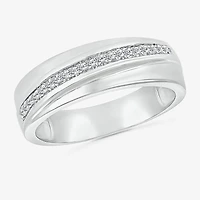 4.90mm Unisex Adult 3/8 CT. T.W. Natural White Diamond 10K White Gold Side Stone Wedding Ring Set