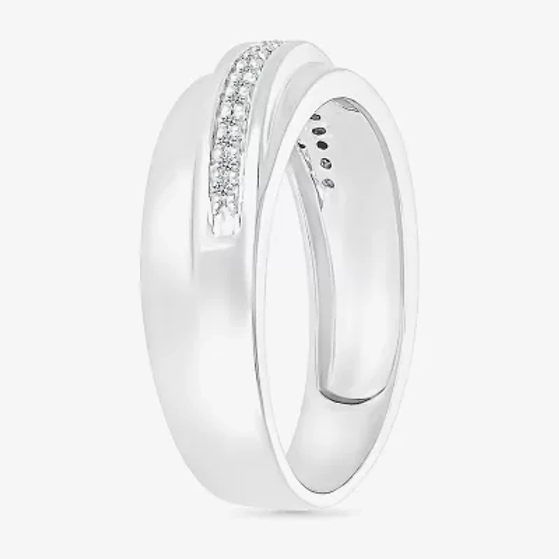 4.90mm Unisex Adult 3/8 CT. T.W. Natural White Diamond 10K White Gold Side Stone Wedding Ring Set