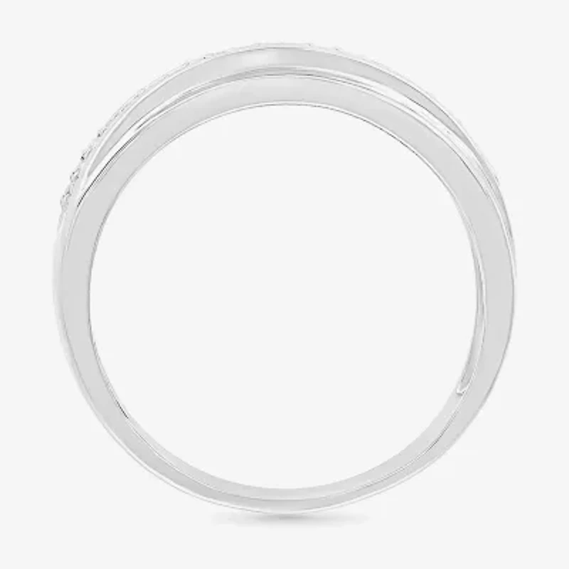 4.90mm Unisex Adult 3/8 CT. T.W. Natural White Diamond 10K White Gold Side Stone Wedding Ring Set