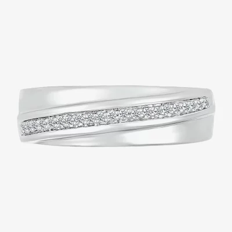 4.90mm Unisex Adult 3/8 CT. T.W. Natural White Diamond 10K White Gold Side Stone Wedding Ring Set