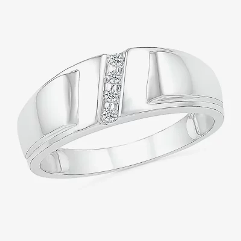 4.90mm Unisex Adult 1/10 CT. T.W. Natural White Diamond 10K White Gold Marquise Wedding Ring Set
