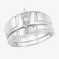 4.90mm Unisex Adult 1/10 CT. T.W. Natural White Diamond 10K White Gold Marquise Wedding Ring Set