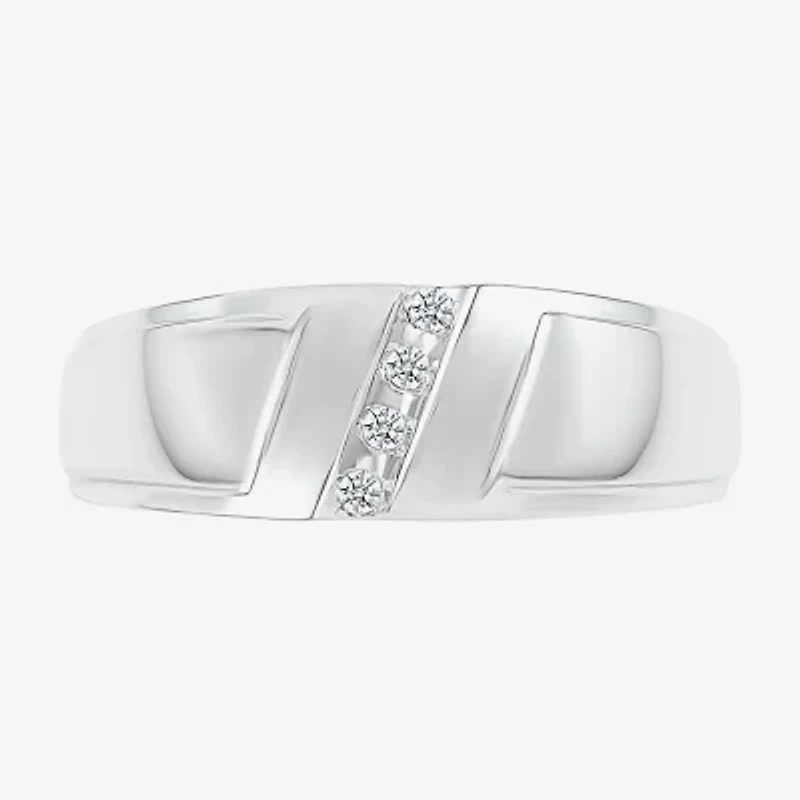 4.90mm Unisex Adult 1/10 CT. T.W. Natural White Diamond 10K White Gold Marquise Wedding Ring Set