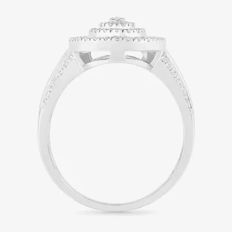 6.20mm Unisex Adult 1 CT. T.W. Natural White Diamond 10K Gold Pear Side Stone Halo Engagement Ring