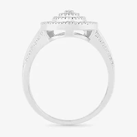 6.20mm Unisex Adult 1 CT. T.W. Natural White Diamond 10K Gold Pear Side Stone Halo Engagement Ring