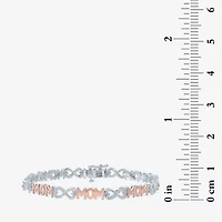 "Mom" Womens 1/10 CT. T.W. Natural White Diamond 14K Rose Gold Over Silver Sterling Infinity 7.5 Inch Tennis Bracelet