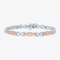 "Mom" Womens 1/10 CT. T.W. Natural White Diamond 14K Rose Gold Over Silver Sterling Infinity 7.5 Inch Tennis Bracelet