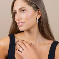 Signature By Modern Bride Womens 1 CT. T.W. Natural White Diamond 10K White Gold Pear Side Stone Halo Bridal Set