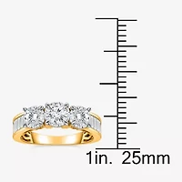 Love Lives Forever (I / I1) Womens 2 CT. T.W. Lab Grown White Diamond 10K Gold Side Stone 3-Stone Engagement Ring