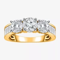 Love Lives Forever (I / I1) Womens 2 CT. T.W. Lab Grown White Diamond 10K Gold Side Stone 3-Stone Engagement Ring