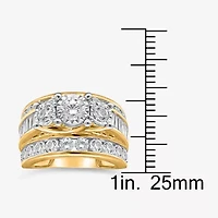 Love Lives Forever (I / I1) Womens 4 CT. T.W. Lab Grown White Diamond 10K Gold Round Side Stone 3-Stone Engagement Ring