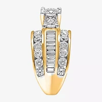Love Lives Forever (I / I1) Womens 4 CT. T.W. Lab Grown White Diamond 10K Gold Round Side Stone 3-Stone Engagement Ring