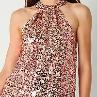 Maia Sequin Womens Sleeveless Lined Blouse