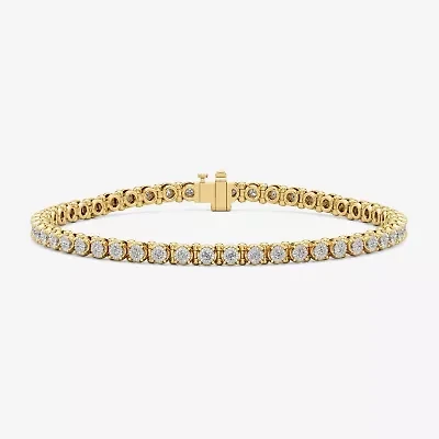 I/ I2 Womens CT. T.W. Lab Grown White Diamond 14K Gold Over Silver Tennis Bracelet