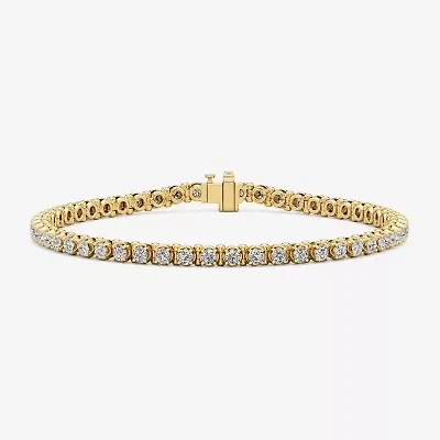 I / I2) Womens CT. T.W. Lab Grown White Diamond 14K Gold Over Silver Tennis Bracelet
