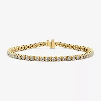 I / I2) Womens CT. T.W. Lab Grown White Diamond 14K Gold Over Silver Tennis Bracelet