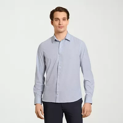 Van Heusen Allway Stretch Performance Mens Long Sleeve Regular Fit Button-Down Shirt