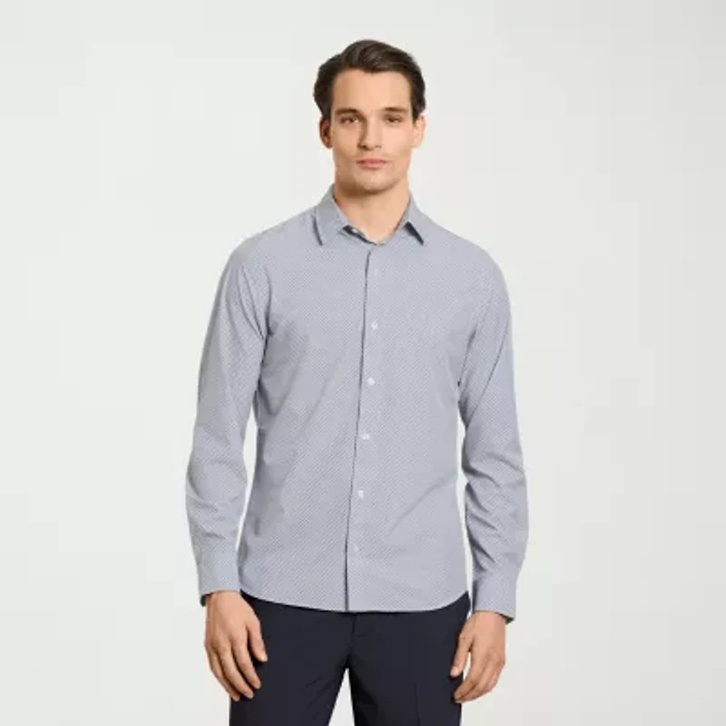 Van Heusen Allway Stretch Performance Mens Long Sleeve Regular Fit Button-Down Shirt